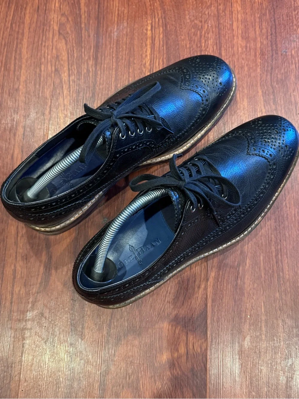 Cole Haan Black Wingtip Brogue Lace-Up Oxfords